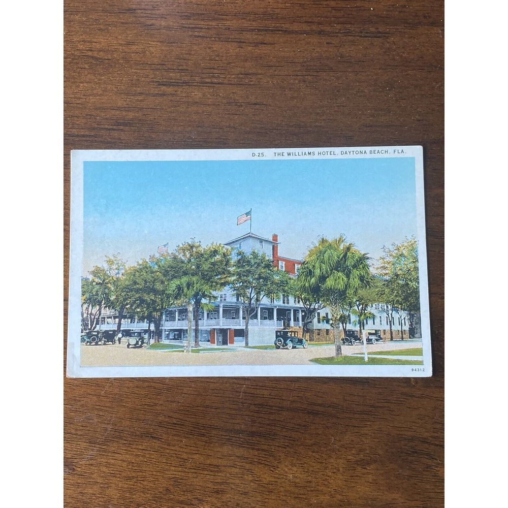 Vintage Daytona Beach FL Postcard The Williams Hotel 1920s White Border Florida